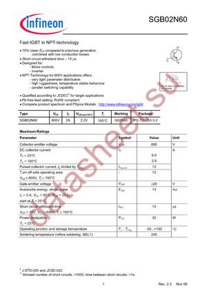 SGB02N60 datasheet  